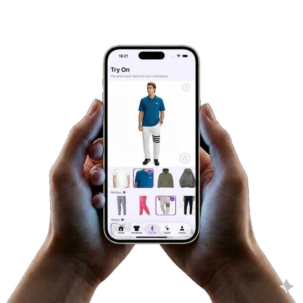 Drape AI Wardrobe app interface and virtual closet concept